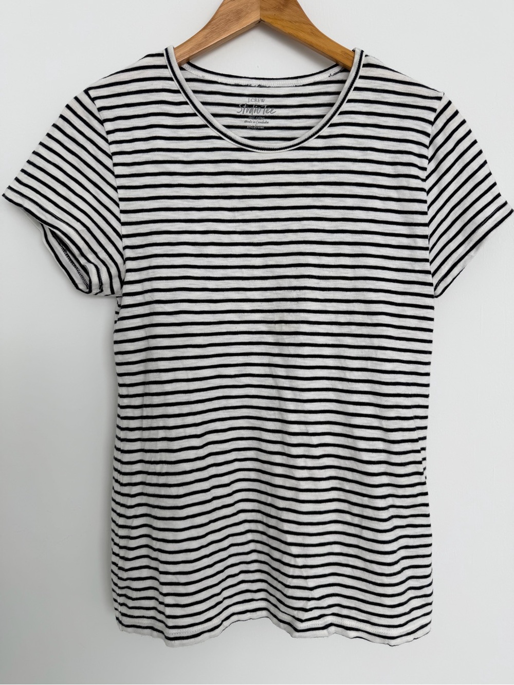 J. Crew Striped studio Tee striped Black & White medium preppy Classic